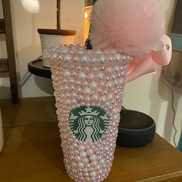 “SOLD”Please read before buying/Beautiful Pink Pearl Starbucks Cup